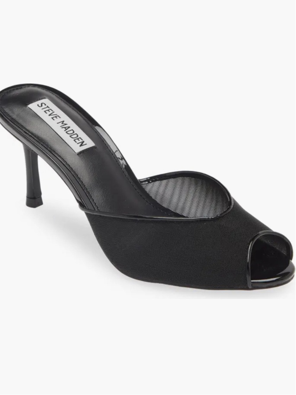Steve Madden Black Peep-Toe Mesh Mule Heel